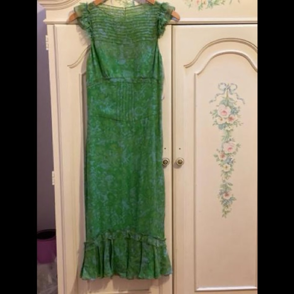 Vera Wang Green Garden Dress - Picture 2 of 11